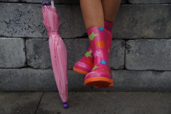 Pink rubber boots