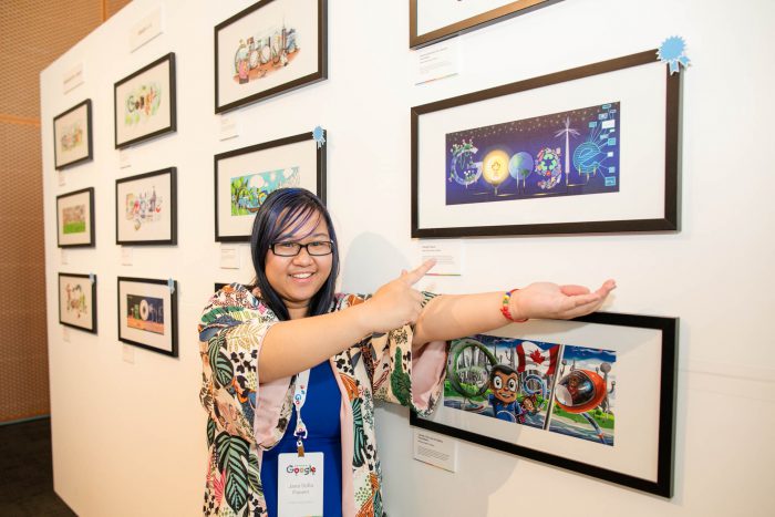 Doodle 4 Google national winner Jana Sofia Panem from Toronto, ON shows off her doodle